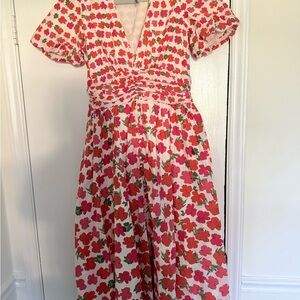 Anthropologie Pink and Orange Floral Dress